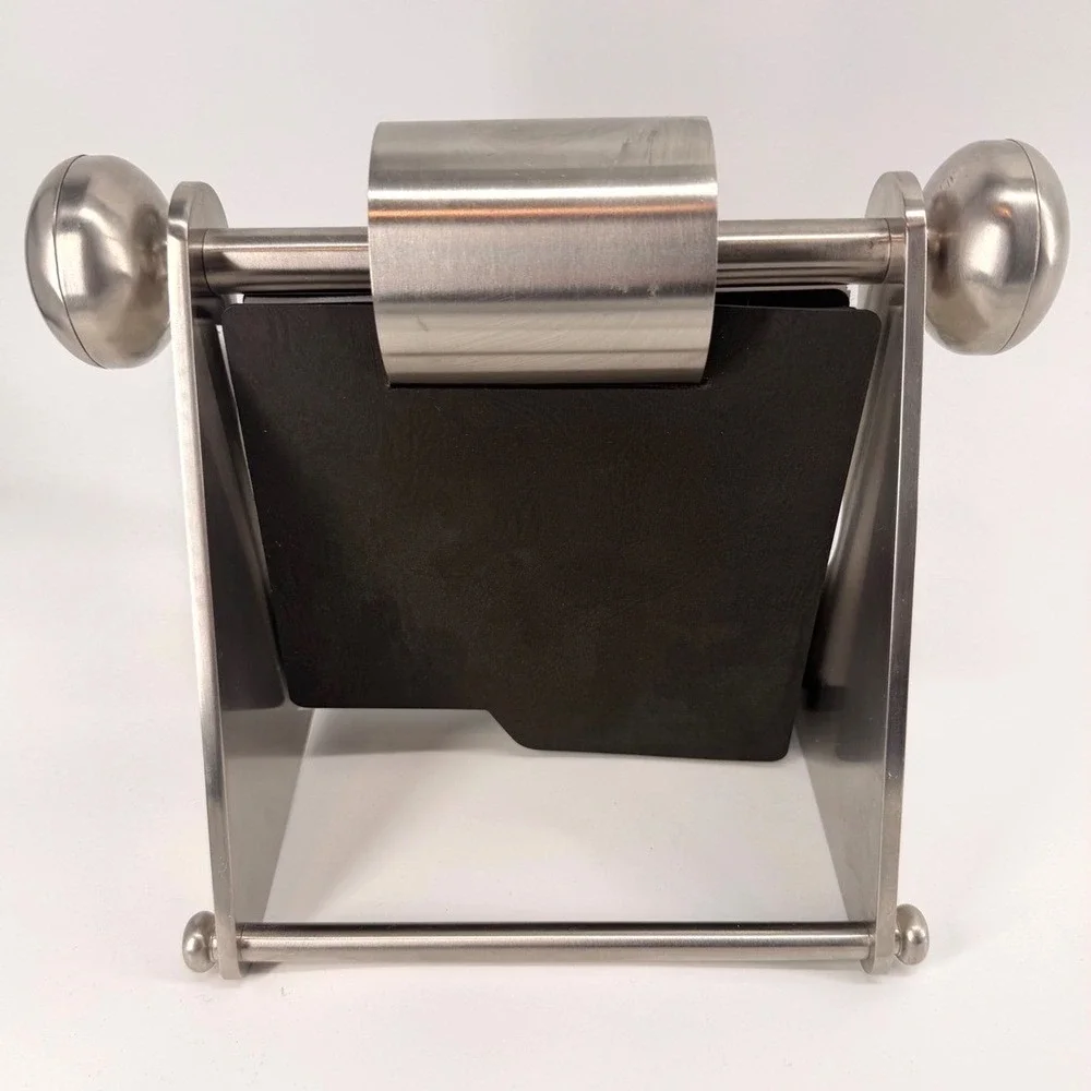 Pottery Barn Brushed Stainless Steel Rotary‎ 4x6 Photo Folio Rolodex Office